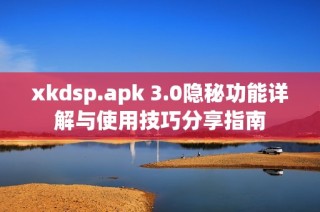 xkdsp.apk 3.0隐秘功能详解与使用技巧分享指南