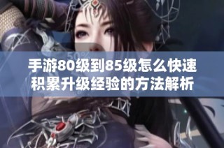 手游80级到85级怎么快速积累升级经验的方法解析