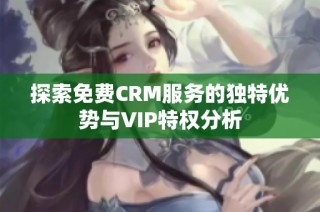 探索免费CRM服务的独特优势与VIP特权分析