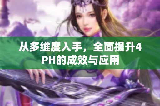 从多维度入手，全面提升4PH的成效与应用