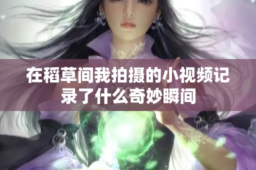 在稻草间我拍摄的小视频记录了什么奇妙瞬间